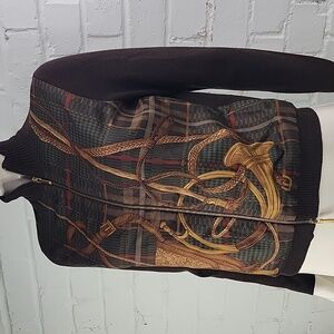 Lauren Ralph Lauren Brown Cardigan with Double Zipper Cashmere/Silk Sm Petite